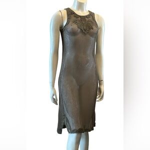 DKNY Olive Green Pretty Lace and Crochet Detail Swim Coverup